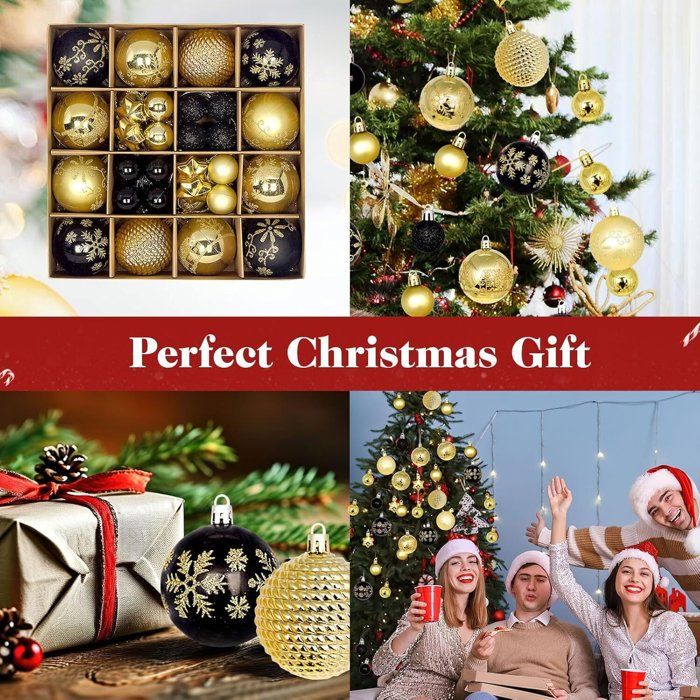 44 Boules De Noël Rouge Et Or - 6cm Et 3cm - Décoration Sapin Intérieur/extérieur