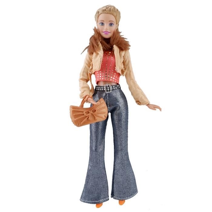 Vêtements Pour Poupée 17 Cm - Ensemble Tricoté (pull, Bonnet, Sac) Style Chic Pour Poupée En Peluche