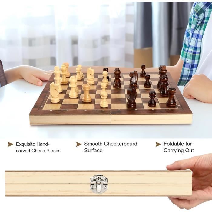 Jeu D'échecs Portable PXRLMYF - Tapis Roulable En Simili Cuir - Noir Et Blanc - 43x43 Cm