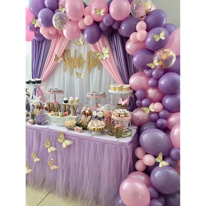 Hyloxs 122 pièces Kit d'arc de Ballon Papillon Rose Violet-Ballons de  Confettis Or Rose Violet pour fête d'anniversaire Mariage décoration de  Fond de Douche de bébé – les meilleurs produits dans la