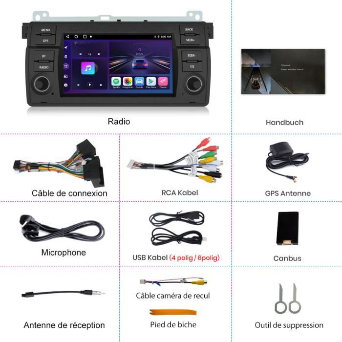 Autoradio BMW E46 Apple Carplay Android Auto GPS Bluetooth Poste Radio  Ecran Tactile Compatible D'origine serie 3