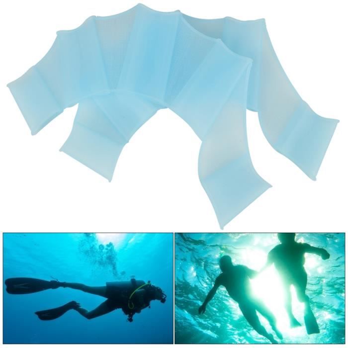 2 Paires Gants Natation Silicone - Palmes Mains - Doigts Palmés - Entraînement Natation - Hommes Femmes Enfants