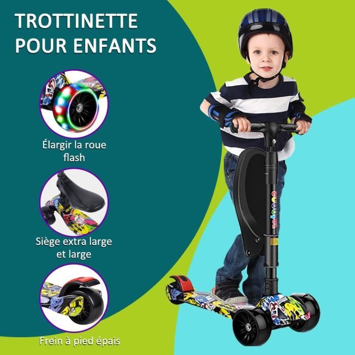 Globber Primo Trottinette pour enfants à 3 roues, hauteur réglable