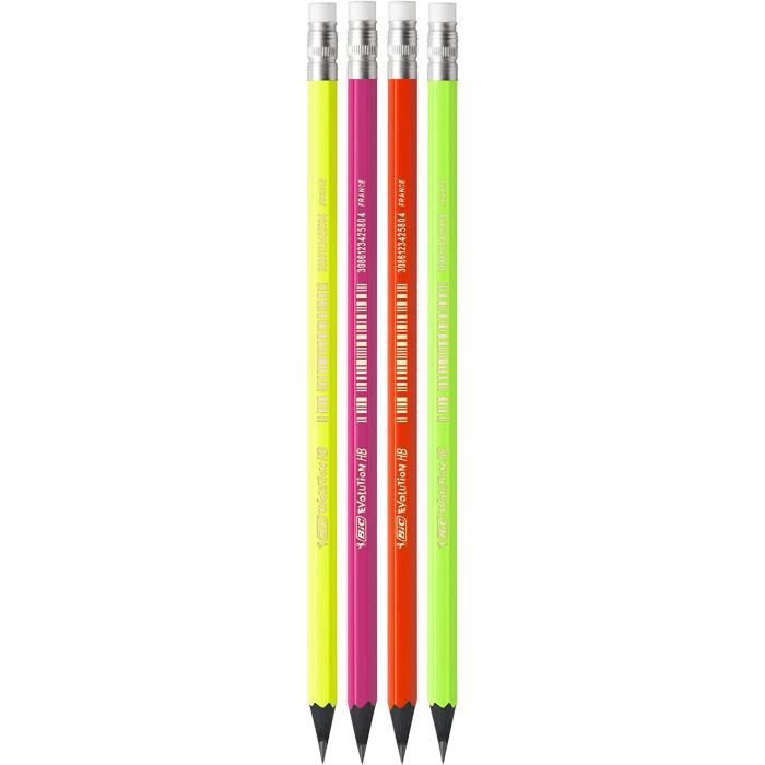 BIC Evolution Original Crayons à Papier avec Gomme Intégrée - HB, Blister  de 4 BIC