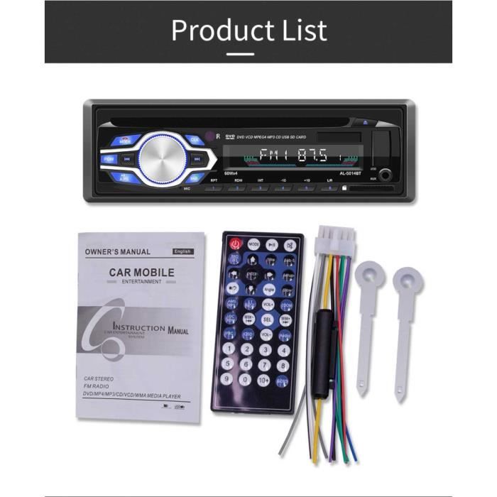 Autoradio MP3/CD/Bluetooth/USB 12/24V + Télécommande - 5014BT