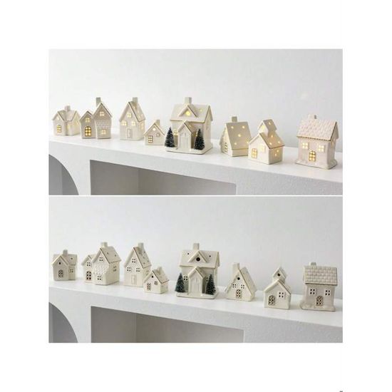 Maisons En Céramique Illuminées Pour Noël – Décoration De Village De Noël Lumineux, Pour Cheminée, Table, Fenêtre, Ambiance Festive - 12