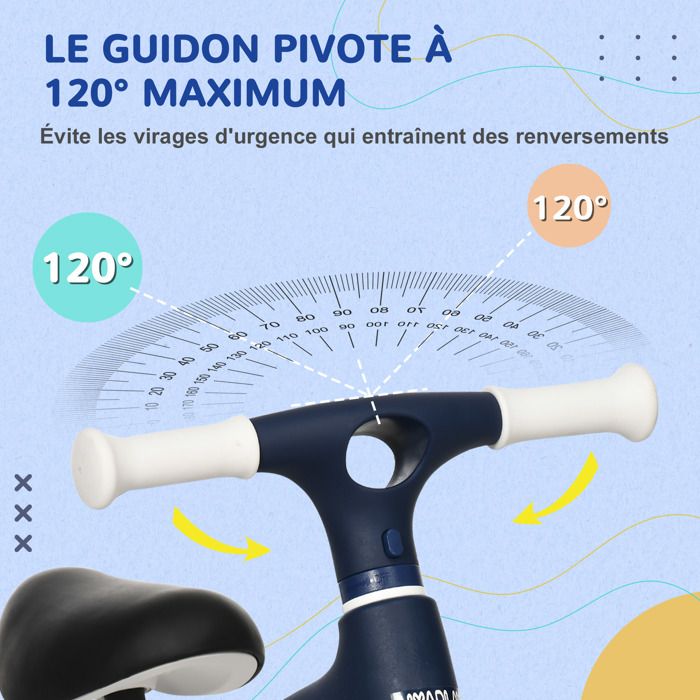 AIYAPLAY – Vélo D'équilibre Pour Bébé 18-48 Mois – Siège Réglable, Roues EVA Increvables, Supporte 25 Kg