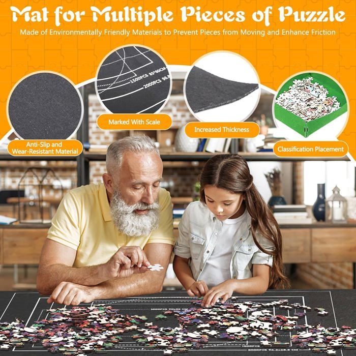 Accessoires Classement Puzzles Tapis Puzzle Feutre 2000 Pièces - Rouleau Portable Avec Accessoires - Pour Rangement Et Transport Facile Puzzle 2000 Pièces Adultes