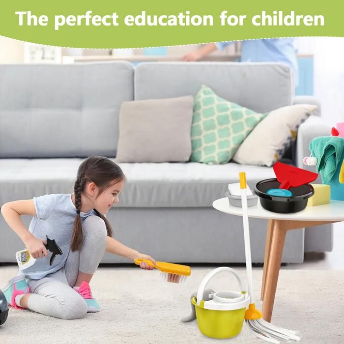 Vicloon Kit De Nettoyage Pour Enfants 14 Pièces – Aspirateur Jouet Avec Fonction Aspiration, Balai, Serpillière Et Accessoires – Jeu De Rôle Dès 3 Ans