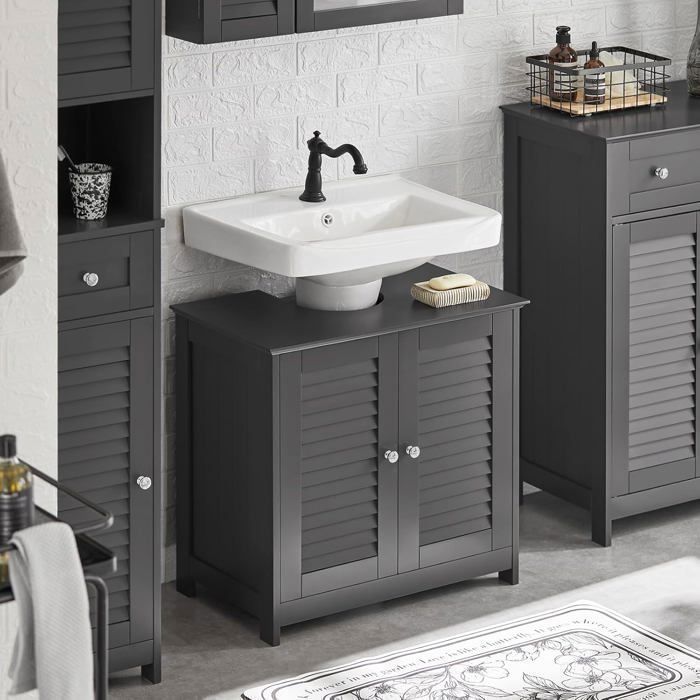 SoBuy Meuble Sous-Lavabo à 2 étages Et 2 Portes Meuble De Rangement De Salle De Bain Bzr18 W 89809511