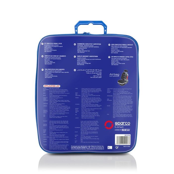 Housse De Siège Auto Sparco SP 90073 - 11 Pièces - Rouge Et Noir - Polyester - Universelle