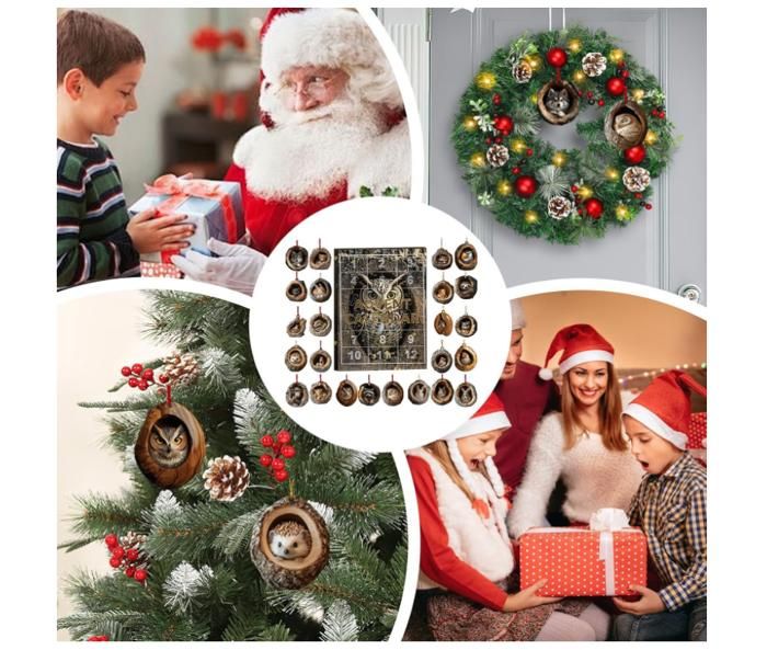 Calendrier De L'avent Animaux Et Arbre 2024 - 24 Pendentifs En Acrylique à Suspendre, Décoration Noël