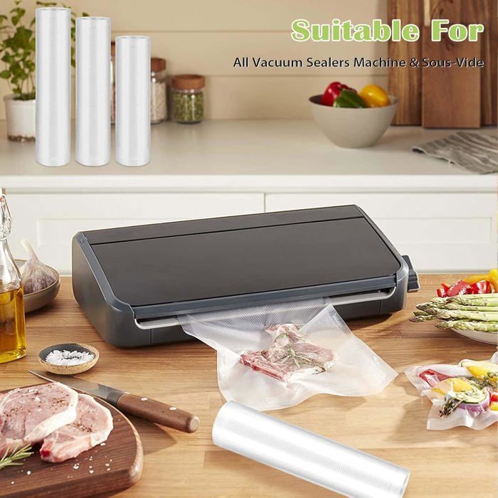 3 Rouleaux Sacs Sous Vide Alimentaires - 20/25/28cm X 300cm - Sans BPA - Pour Machine Sous Vide - Congélation Et Cuisson