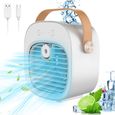 Mini climatiseur portable 2-en-1, refroidisseur évaporatif 3 vitesses avec poignée & humidificateur, pour bureau, voyage