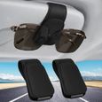 Lot De 2 Porte-Lunettes Voiture – Support Magnétique Cuir Pour Pare-Soleil, Rangement Lunettes, Cartes, Stylos Noir