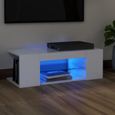 4271Neuve- TV Stand - Table de Salon Moderne,Meuble TV Scandinave,Meuble HI-FI avec lumières LED Blanc brillant 90x39x30 cm-0