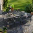 Table de jardin extensible aluminium 270cm + 8 fauteuils empilables textilène anthracite - LIO 8-0