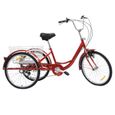 24 "6 vitesses tricycle cruiser bike avec panier d’achat light tricycle adulte trike rouge-0