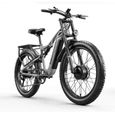 Vélo électrique tout-terrain double moteur 2000W - Shengmilo S600 - Batterie SAMSUNG 17.5Ah - Gris-0
