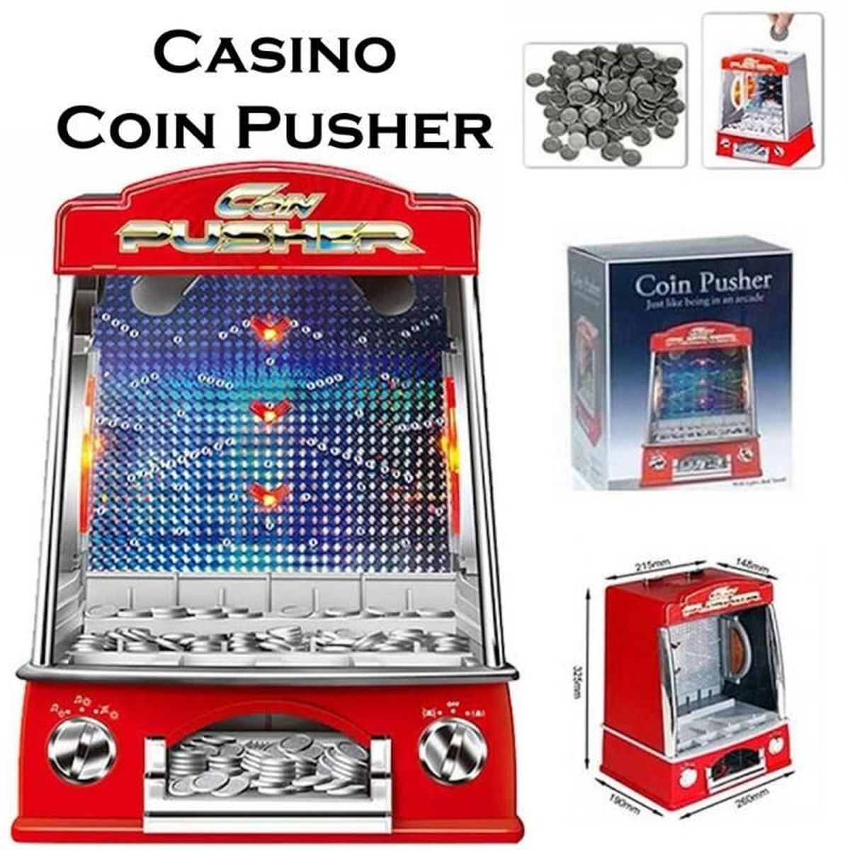 Casino Coin Pusher, Machine a sous de fête foraine miniature