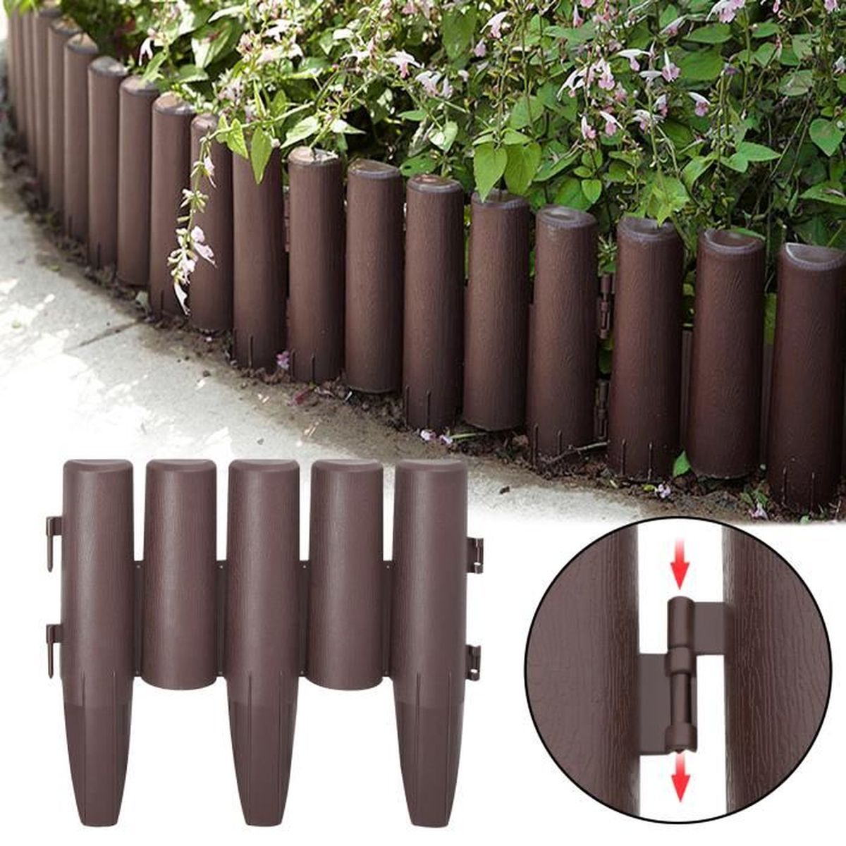 YRHOME Bord De Parterre En Métal De Clôture Bord De Tondeuse Galvanisé 20 M Bord De Pelouse Bord