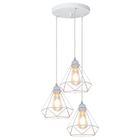 WOTTES Suspension Luminaire Vintage Industrielle, Lustre 3 têtes en Métal Blanc Ø20cm Lampe Rétro Pour Salon Bar Cuisine