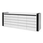 MEUBLORAMA Buffet, bahut LINA blanc et noir laqué avec LED