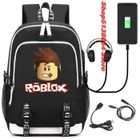 Sac à Dos - Roblox - Type S016 - Noir - Pour Enfants Garçons Adolescents - Charge USB