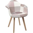 Fauteuil scandinave patchwork rose gris pieds bois - Rose - CMP - PARIS - Vintage - Tissu - Salon - 1 place