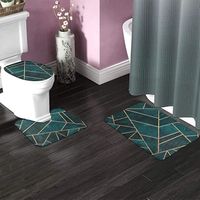 Abstrait Nature Lot de 3 tapis antidérapants pour salle de bain et abattant WC Vert émeraude