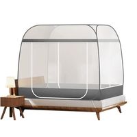Moustiquaire pour lit,tente portable de voyage pliable avec double porte avec fond pour voyage en plein air,gris,200x180x150cm