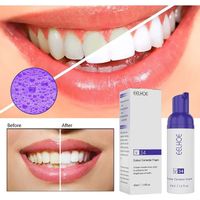 V34 Lot de 2 correcteurs de couleur en mousse violette pour éclaircir les dents et éclaircir les dents en 15 secondes