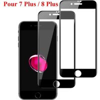 WoWa® 2 Pcs Verre Trempé Film Protection d'écran iPhone 7 Plus / 8 Plus Couverture Complète 9H Anti-Rayures Haut Définition - Noir