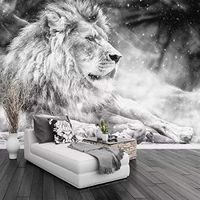 Papier Peint 3D Animal Lion Noir Et Blanc Affiche Moderne Papier Peint Décorer Le Fond Télévision Pour Salon Chambr Mural-300x210cm