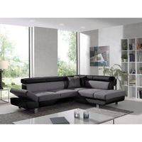 BESTMOBILIER Canapé d'angle droit LISBONA - Convertible - 5 places - Coloris : noir/gris - L252xP190cm