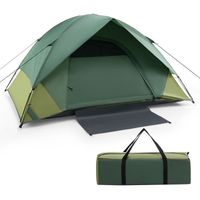 COSTWAY Tente de Camping Portable 2 Personnes 216 x 156 x 116 cm-Tapis de Sol-Double Toit Amovible-Polyester Imperméable-2 Fenêtres
