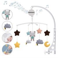 GD12620-Mobile musical pour lit bébé jouet animaux musaical endormant lit bébé jouet de dessin animé rotatif 360  Rose