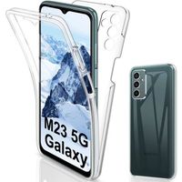 Coque pour Samsung Galaxy M13 4G - M23 5G - housse etui silicone gel fine 360 integrale (avant et arriere) + film ecran TRANSPARENT