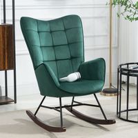 MEUBLES COSY Fauteuil à Bascule,Rocking Chair,Revêtement Velours Vert,Style Scandinave, pour Salon,Chambre,Balcon
