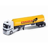 Camion Welly 1-32 Mercedes Benz Actros Citerne Power Oil Efficiency - Blanc - Véhicule de collection