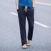Pantalon Chino Homme Léger En Coton/lin | Coupe Droite Décontractée | Taille élastique S à 3XL - 2