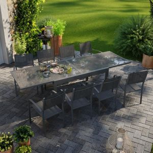 Ensemble table et chaise de jardin Table de jardin extensible aluminium 270cm + 8 fau