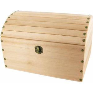 Ancienne Malle De Voyage En Bois - Coffre Pirate 75,5 X 45,5 X 57,5 Cm - Occasion