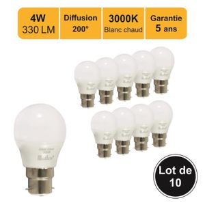 Ampoules LED B22, 5W Équivalent Incandescence 40W, LED Ampoule Baïonnette,  G45 Type Globe 500LM Blanc Chaud 3000K, Ampoules Économie D'énergie, Non  Dimmable, Lot de 6 : : Luminaires et Éclairage