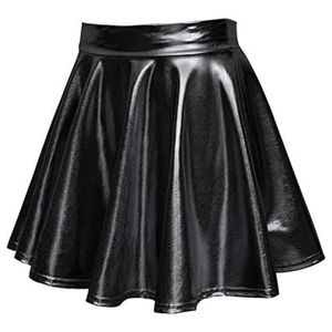 Jupe longue plissee noire brillante Cdiscount