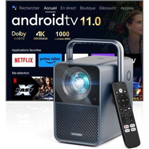 Vidéoprojecteur Vidéoprojecteur Android Tv 11.0 Avec Netflix, Videoprojecteur 4K Portable, Dolby Audio, 1000 Ansi, Basses Profondes, Home Cin[J114]