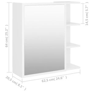 COLONNE - ARMOIRE SDB Armoire à miroir de bain Blanc 62,5x20,5x64 cm Aggloméré FAS