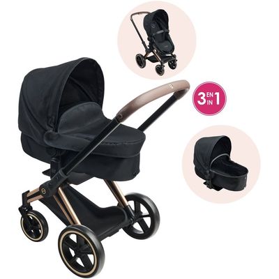 Poupee Avec Poussette Poussette De Poupée Reborn Verona Pliable - Avec Ombrelle Et Sac - Pour Poupées Jusqu'à 55 Cm - Couleur Beige/Gris - Dimensions 90x40x90 Cm