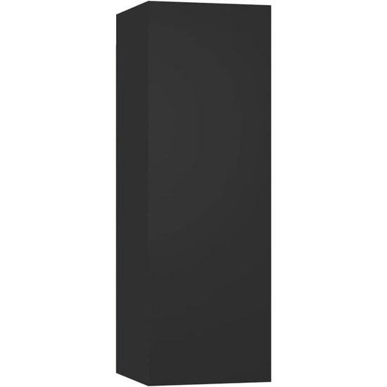 Armoire Murale Suspendue 3 Compartiments | 69,5x32,5x90 Cm | Bois Ingénierie, Finition Noir | Pour Salon, Séjour, Rangement TV