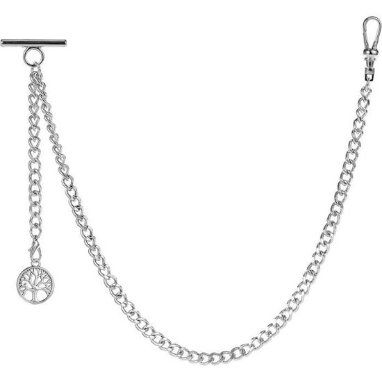 Chaîne De Gilet Albert Pour Homme - Pendentif Arbre De Vie, Argent, Or, Noir Ou Bronze